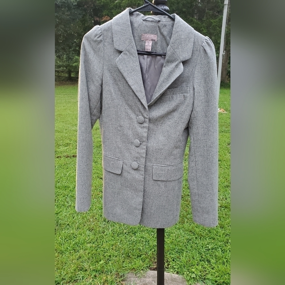 H&M 60%Wool Gray‎ Women's Blazer Jacket Career Office